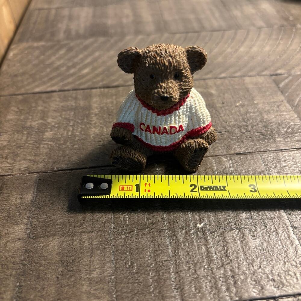 Vintage Tiny Canadian Resin Bear in Canada Sweater